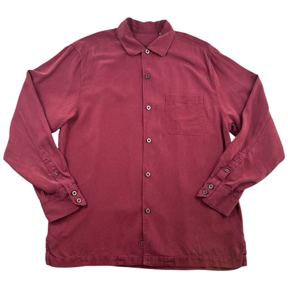 Tommy Bahama 100% Silk Burgundy Long Sleeve Button Up Shirt Men’s M